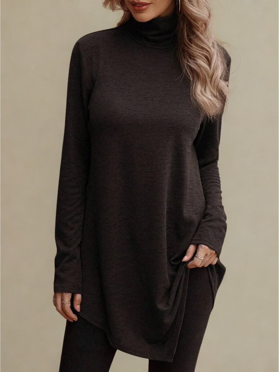 Roksana – Długa bluzka damska z wysokim kołnierzem i nowoczesnym fasonem