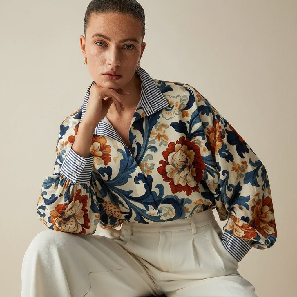 Urszula – Bluzka damska w kwiaty z naturalnym wdziękiem