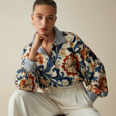 Urszula – Bluzka damska w kwiaty z naturalnym wdziękiem